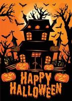 joyeux halloween, fond d'halloween vertical avec conception de médias sociaux citrouille et chauves-souris vecteur