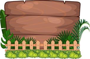 planche de bois cadre nature avec feuilles et fleurs vecteur