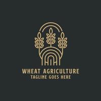 dessin au trait inspiration du logo de l'agriculture de la ferme de blé, illustration vectorielle monogramme botanique vecteur
