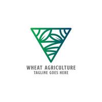 inspiration de logo d'agriculture de ferme de blé d'art de ligne moderne, illustration vectorielle de monogramme botanique vecteur