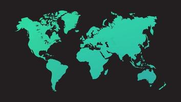 illustration vectorielle de carte du monde, isolée sur fond noir. terre plate. globe ou carte du monde vecteur