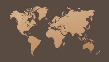 illustration vectorielle de carte du monde, isolée sur fond marron. terre plate. globe ou carte du monde