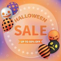 bannière de vente d'halloween avec des ballons d'halloween vecteur