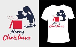 conception de t-shirt joyeux noël avec vecteur de boîte cadeau