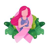 illustration de femmes musulmanes pour la journée du cancer du sein vecteur