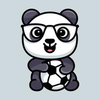 panda geek jouant au football vecteur