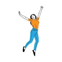 illustration de femme sautant joyeusement vecteur