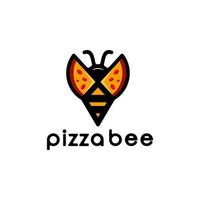 combinaisons d'abeilles et de pizzas, en arrière-plan blanc, création de logo vectoriel modifiable