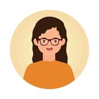 avatar femme portant des lunettes vecteur