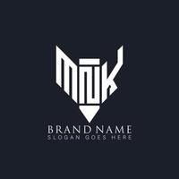 création de logo de lettre mnk sur fond noir. mnk creative monogram crayon livre initiales lettre logo concept. création de logo vectoriel abstrait plat moderne unique mnk.