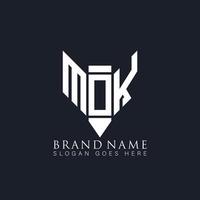 création de logo de lettre mok sur fond noir. mok créatif monogramme crayon initiales lettre logo concept. mok création de logo vectoriel abstrait plat moderne unique.