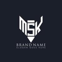 création de logo de lettre msk sur fond noir. concept de logo lettre initiales crayon monogramme créatif msk. création de logo vectoriel abstrait plat moderne unique msk.