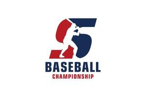 lettre s avec création de logo de baseball. éléments de modèle de conception de vecteur pour l'équipe sportive ou l'identité d'entreprise.