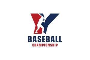 lettre y avec création de logo de baseball. éléments de modèle de conception de vecteur pour l'équipe sportive ou l'identité d'entreprise.