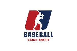 lettre u avec création de logo de baseball. éléments de modèle de conception de vecteur pour l'équipe sportive ou l'identité d'entreprise.