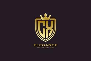 logo monogramme de luxe élégant initial cx ou modèle de badge avec volutes et couronne royale - parfait pour les projets de marque de luxe vecteur