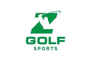 logo d'icône de lettre alphabet z pour modèle vectoriel de conception de logo de golf, étiquette vectorielle de golf, logo de championnat de golf, illustration, icône créative, concept de conception
