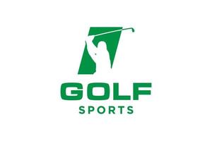logo d'icône de lettre alphabet i pour modèle vectoriel de conception de logo de golf, étiquette vectorielle de golf, logo de championnat de golf, illustration, icône créative, concept de conception