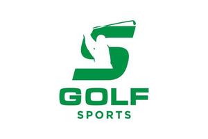 logo d'icône de lettre alphabet s pour modèle vectoriel de conception de logo de golf, étiquette vectorielle de golf, logo de championnat de golf, illustration, icône créative, concept de conception