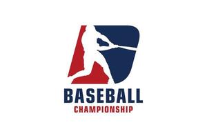 lettre d avec création de logo de baseball. éléments de modèle de conception de vecteur pour l'équipe sportive ou l'identité d'entreprise.