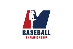 lettre m avec création de logo de baseball. éléments de modèle de conception de vecteur pour l'équipe sportive ou l'identité d'entreprise.