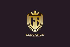 logo monogramme de luxe élégant initial cb ou modèle de badge avec volutes et couronne royale - parfait pour les projets de marque de luxe vecteur