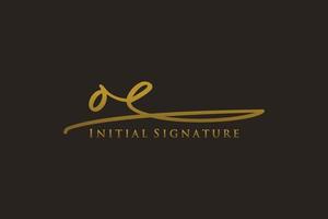 modèle de logo de signature de lettre initiale oe logo de conception élégante. illustration vectorielle de calligraphie dessinée à la main. vecteur