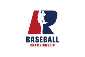 lettre r avec création de logo de baseball. éléments de modèle de conception de vecteur pour l'équipe sportive ou l'identité d'entreprise.