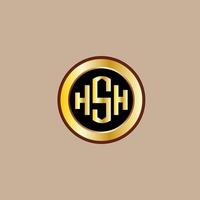 création de logo de lettre hsh créative avec cercle doré vecteur