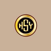 création de logo de lettre hsy créative avec cercle doré vecteur