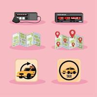 icônes vectorielles de service de taxi vecteur