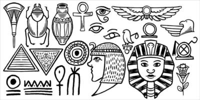 vingt-deux ensembles dessinés à la main de dessins tribaux égyptiens. vecteur