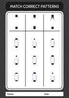 match pattern jeu avec montre. feuille de travail pour les enfants d'âge préscolaire, feuille d'activité pour enfants vecteur