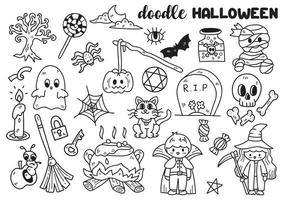 halloween doodle objets illustration vectorielle pour bannière vecteur