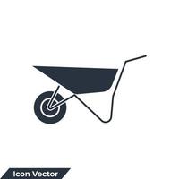 illustration vectorielle de brouette icône logo. modèle de symbole de chariot de brouette pour la collection de conception graphique et web vecteur