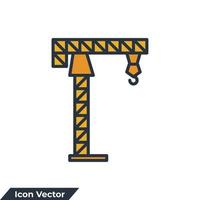 grue à tour icône logo illustration vectorielle. modèle de symbole de grue à tour pour la collection de conception graphique et web vecteur
