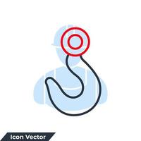 crochet de grue icône logo illustration vectorielle. modèle de symbole de grue pour la collection de conception graphique et web vecteur