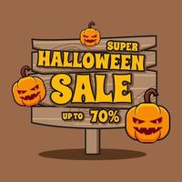 promotion de vente de signe halloween avec vecteur de conception de bannière de modèle de citrouilles