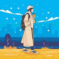 début de l'hiver. se promener concept vector illustration téléchargement gratuit