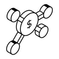 icône isométrique à la mode du réseau financier vecteur