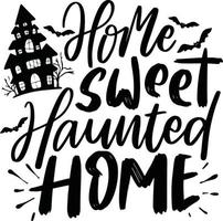 halloween lettrage citations affiche imprimable sac fourre-tout tasse conception de t-shirt énonciations effrayantes maison douce maison hantée vecteur