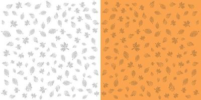 feuilles d'automne dans différentes formes de motif isolé sur fond orange et blanc. illustration vectorielle vecteur