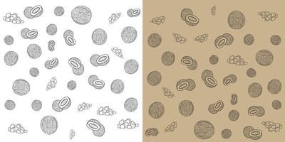 melon sucré ou cantaloup avec deux arrière-plans. illustration vectorielle de griffonnage. vecteur