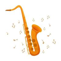 instrument de musique saxophone. illustration vectorielle plane isolée sur fond blanc.symbole pour les magasins de musique.instrument de musique jazz. vecteur