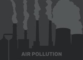 la pollution de l'air. usine industrielle. les gaz d'échappement contaminent l'atmosphère urbaine. smog toxique.poussières fines, pollution de l'air, smog industriel, émission de gaz polluants. illustration vectorielle. vecteur