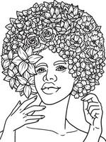 coloriage de fille de fleur afro américaine vecteur