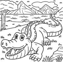 Coloriage animal crocodile pour les enfants vecteur