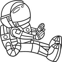 page de coloriage isolé astronaute assis pour les enfants vecteur
