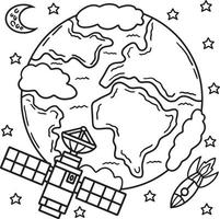 Coloriage satellite spatial pour les enfants vecteur