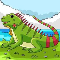 illustration de dessin animé coloré animal iguane vecteur